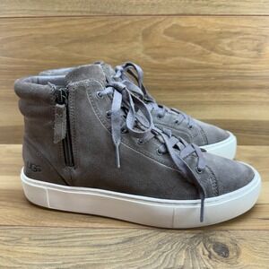 UGG Olli High Top Sneakers Womens 8.5 Gray Suede Platform